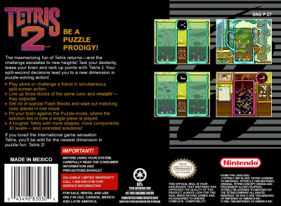 SNES - Tetris 2 Box Art Back