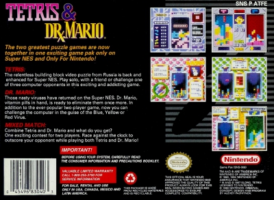 SNES - Tetris and Dr Mario Box Art Back