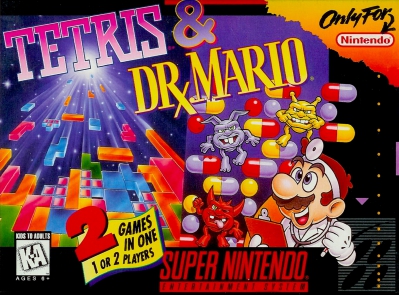 SNES - Tetris and Dr Mario Box Art Front
