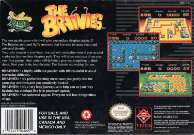 SNES - The Brainies Box Art Back