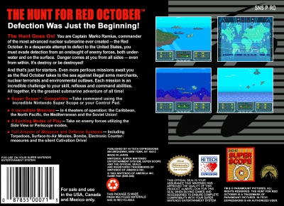 SNES - The Hunt for Red October Box Art Back