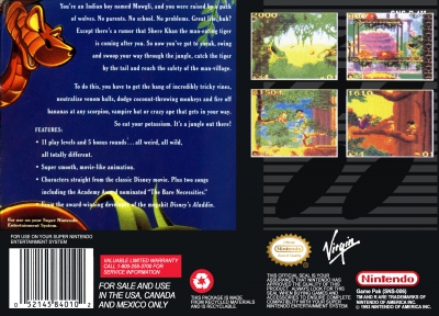 SNES - The Jungle Book Box Art Back