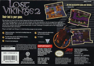 SNES - The Lost Vikings 2 Box Art Back