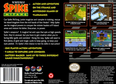 SNES - The Twisted Tales of Spike McFang Box Art Back