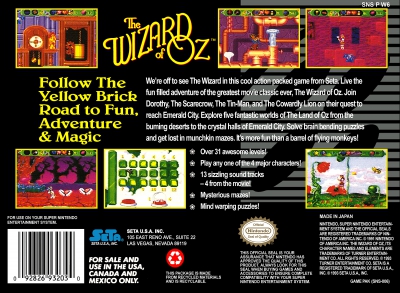 SNES - The Wizard of Oz Box Art Back
