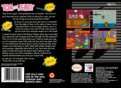 SNES - Tom and Jerry Box Art Back