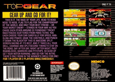 SNES - Top Gear Box Art Back