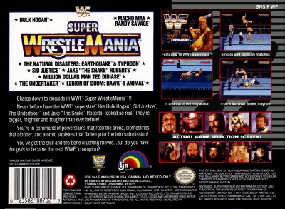 SNES - WWF Super WrestleMania Box Art Back