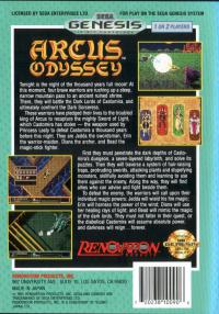Genesis - Arcus Odyssey Box Art Back