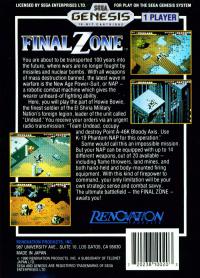 Genesis - Final Zone Box Art Back
