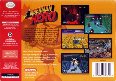 N64 - Bomberman Hero Box Art Back
