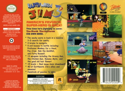N64 - Earthworm Jim 3D Box Art Back