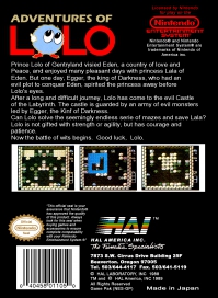 NES - Adventures of Lolo Box Art Back
