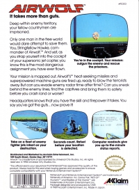 NES - Airwolf Box Art Back