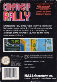 NES - Championship Rally Box Art Back