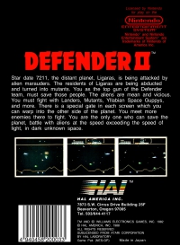 NES - Defender II Box Art Back