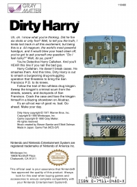 NES - Dirty Harry Box Art Back