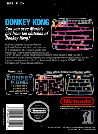 NES - Donkey Kong Box Art Back