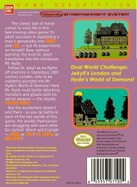 NES - Dr Jekyll and Mr Hyde Box Art Back