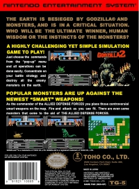 NES - Godzilla 2 War of the Monsters Box Art Back