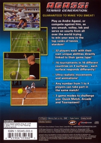 PS2 - Agassi Tennis Generation Box Art Back