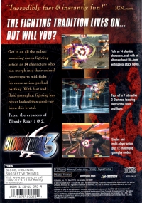 PS2 - Bloody Roar 3 Box Art Back