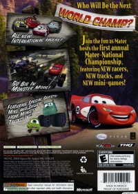 PS2 - Cars Mater National Championship Box Art Back