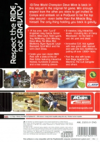 PS2 - Dave Mirra Freestyle BMX 2 Box Art Back