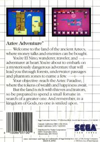 SMS - Aztec Adventure Box Art Back