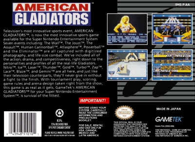 SNES - American Gladiators Box Art Back