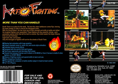SNES - Art of Fighting Box Art Back