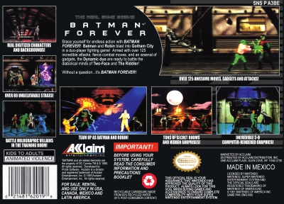 SNES - Batman Forever Box Art Back