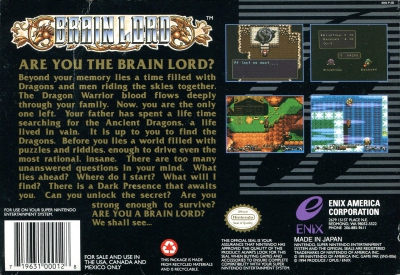 SNES - Brain Lord Box Art Back