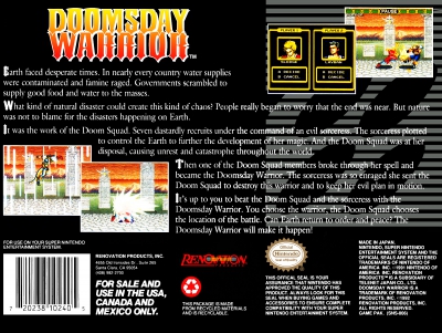 SNES - Doomsday Warrior Box Art Back
