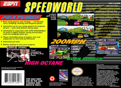 SNES - ESPN Speed World Box Art Back